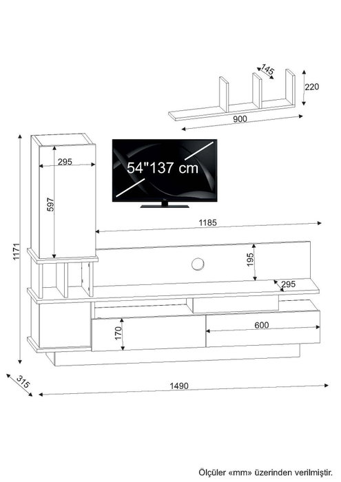 Hanah Home Mueble para TV Blanco y Córdoba